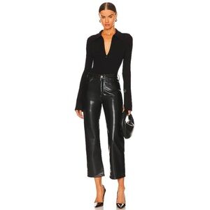 NEW Frame Le Jane cropped stretch-leather straight-leg pants